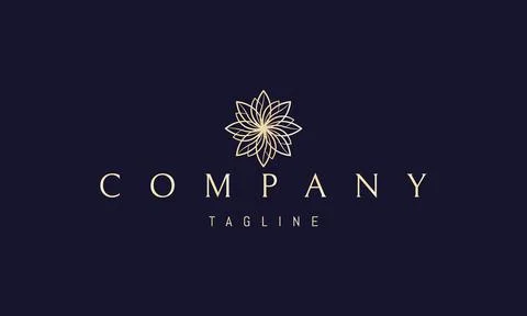 Vector golden logo on which an abstract image of a floral pattern in a linear Stock Illustration
