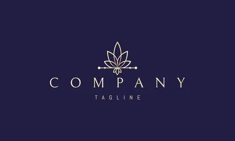 Vector golden logo on which the abstract image of the leaves in the form of Stock Illustration