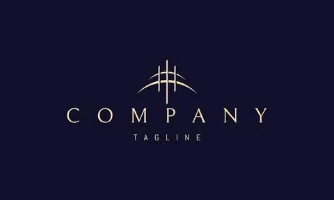 Vector golden logo on which an abstract image of three columns against the Stock Illustration