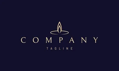 Vector golden logo on which an abstract image of a leaf in the form of a candle Stock Illustration