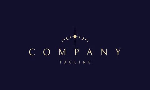 Vector golden logo on which an abstract tiara made up of stars and moons. Stock Illustration