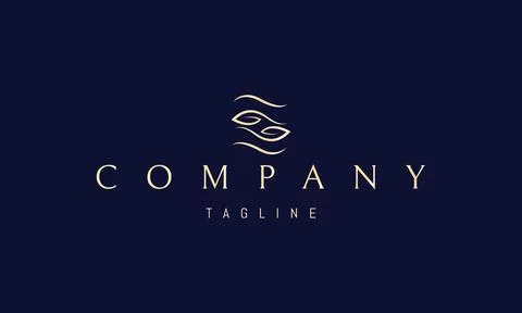 Vector golden logo on which an abstract image of two leaves in the form of a Stock Illustration