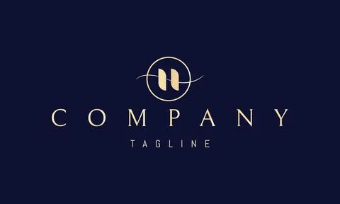 Vector golden logo on which an abstract image of the monogram of the letter H in Stock Illustration