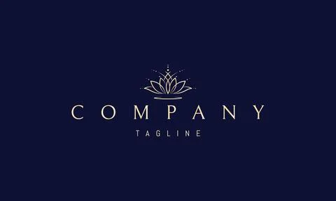 Vector golden logo on which an abstract image of a blooming lotus flower on a Stock Illustration