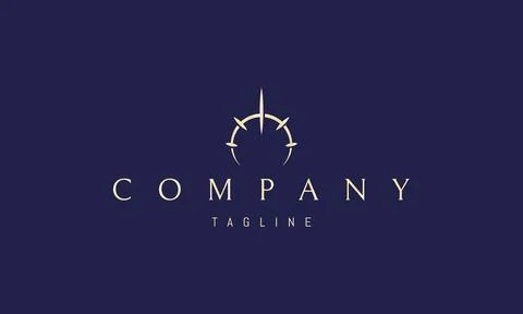 Vector golden logo on which an abstract image of an eclipse with rays of light. Stock Illustration