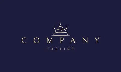 Vector golden logo on which an abstract image of a stack of stones personifies 스톡 일러스트