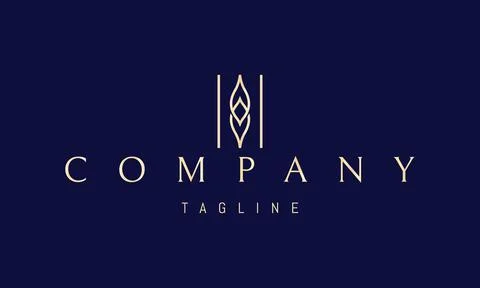 Vector golden logo on which an abstract image of two intersecting leaves in a Illustrazione stock