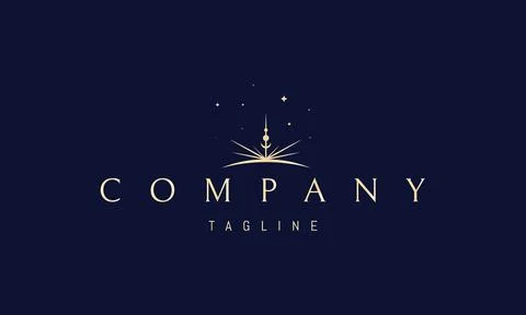 Vector golden logo on which an abstract image of a shining star on the horizon. Stock Illustration