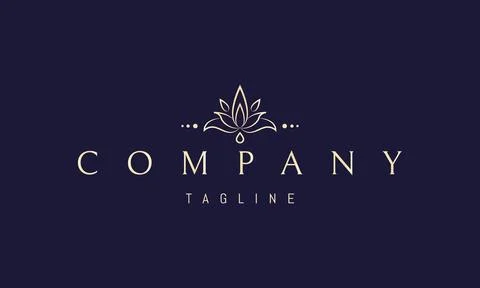 Vector golden logo on which an abstract image of a blossoming flower bud with a Stock Illustration