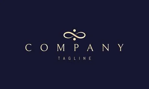 Vector golden logo on which an abstract image of an infinity sign with two dots Stock Illustration