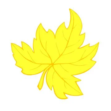 Vector golden maple leaf in flat doodle style, isolated on white background.  Stock Illustration