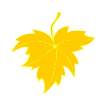 Vector golden maple leaf in flat doodle style, isolated on white background.  Stock Illustration