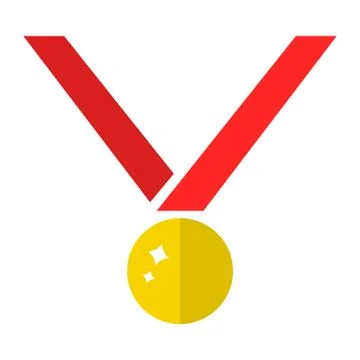Vector Golden Medal Icon isolated on white background. Vector illustration. Stock Illustration