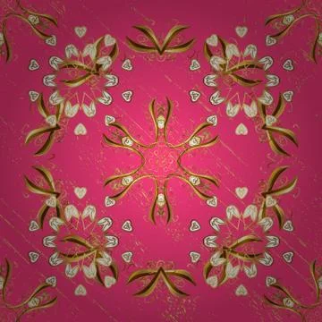 Vector golden mehndi seamless pattern. Ornamental floral elements with henna tat Illustrazione stock