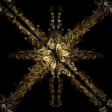 Vector golden mehndi seamless pattern. Ornamental floral elements with henna tat Illustrazione stock