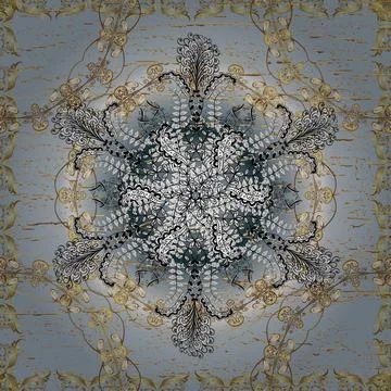 Vector golden mehndi seamless pattern. Pattern on neutral, white and gray colors Illustrazione stock