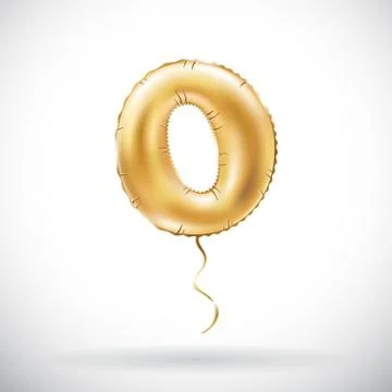 Vector Golden number 0 zero metallic balloon. Party decoration golden balloon Stock Illustration