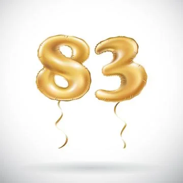 Vector Golden number 83 eighty three metallic balloon. Party decoration golde Stock Illustration