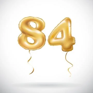Vector Golden number 84 eighty four metallic balloon. Party decoration golden Stock Illustration