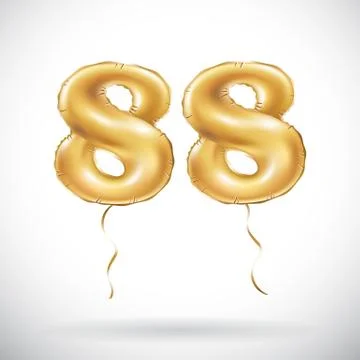 Vector Golden number 88 eighty eight metallic balloon. Party decoration golde Stock Illustration