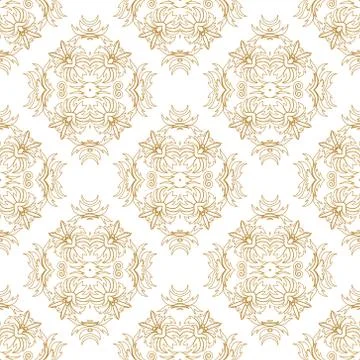 Vector golden ornate seamless pattern with eastern ornament Stock Illustration