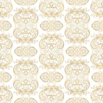 Vector golden ornate seamless pattern with eastern ornament Stock Illustration