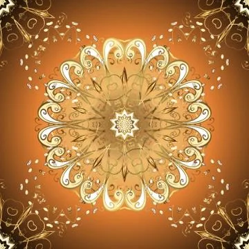 Vector golden pattern. Backdrop, fabric, gold sketch. Flat hand drawn vintage co Stock Illustration
