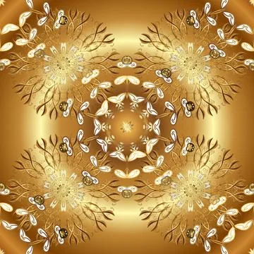 Vector golden pattern on brown and beige colors with golden elements. Symbol of Stock Illustration