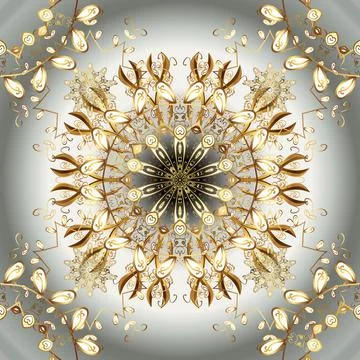 Vector golden pattern on gray and neutral colors. Symbol of winter, Merry Christ 库存插图