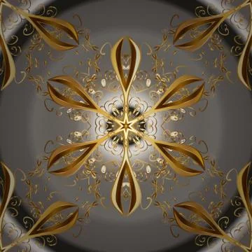 Vector golden pattern. Oriental style arabesques. Seamless golden textured curls 스톡 일러스트