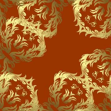 Vector golden pattern. Seamless golden textured curls. Oriental style arabesques Stock Illustration