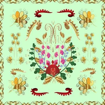 Vector golden pattern. Seamless golden textured curls. Oriental style arabesques Stock Illustration