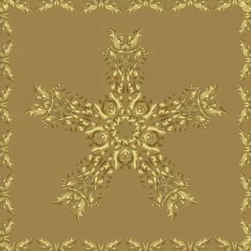 Vector golden pattern. Seamless textured curls. Oriental style arabesques golden Stockillustratie