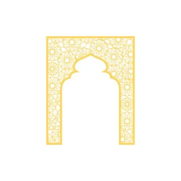 Vector Golden Ramadan Frame with Arch and Arabesques. Stock Illustration