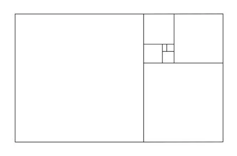 Vector golden relationship template. Golden spiral, golden ratio, Fibonacci Stock Illustration
