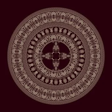 Vector golden round classical Greek ornament. Border, frame, ring Ancient Greece Illustrazione stock