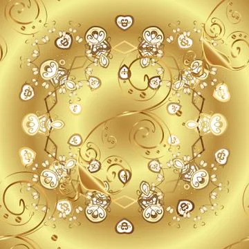 Vector golden seamless pattern. Golden elements in oriental style arabesques. Se Illustrazione stock