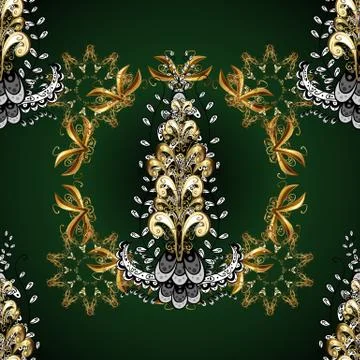 Vector golden seamless pattern. Seamless pattern on gray and blue colors. Golden Stock Illustration