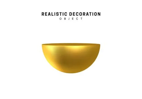 Vector Golden semi sphere. Isolated 3d object Shapes even half of the ball, s Stock Illustration
