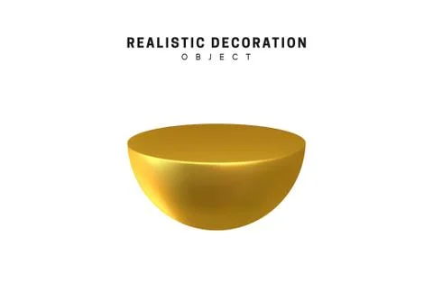 Vector Golden semi sphere. Isolated 3d object Shapes even half of the ball, s Stockillustratie