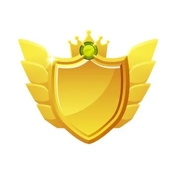 Vector golden shield with diamond to achieve rankings. Stock Illustration