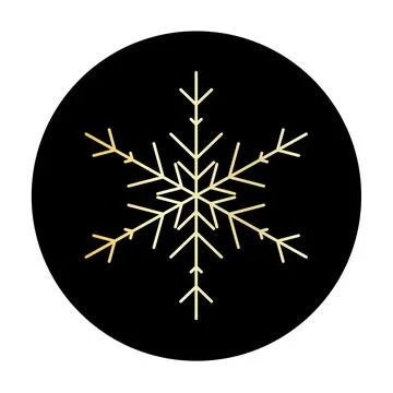 Vector golden snowflake at round background icon. illustration for web Stock Illustration