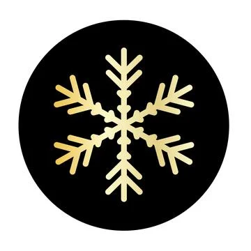 Vector golden snowflake at round background icon. illustration for web Stock Illustration