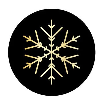 Vector golden snowflake at round background icon. illustration for web Stock Illustration
