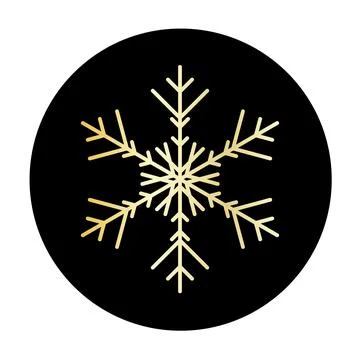 Vector golden snowflake at round background icon. illustration for web Stock Illustration