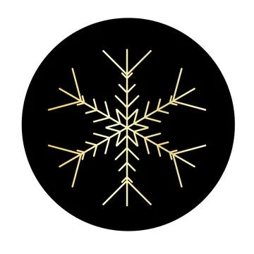 Vector golden snowflake at round background icon. illustration for web Stock Illustration