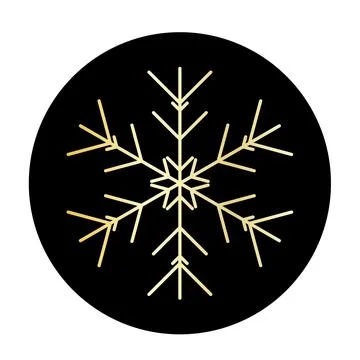 Vector golden snowflake at round background icon. illustration for web Stock Illustration