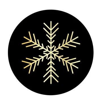 Vector golden snowflake at round background icon. illustration for web Stock Illustration