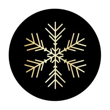 Vector golden snowflake at round background icon. illustration for web Stock Illustration