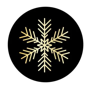 Vector golden snowflake at round background icon. illustration for web Stock Illustration